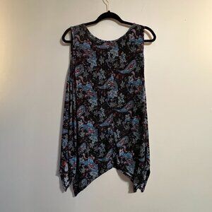 Seven Islands 3X Sleeveless Handkerchief Hem Tunic Paisley Print